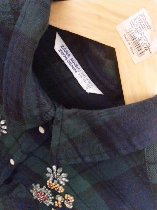 Camisa Zara cuadros bordada
