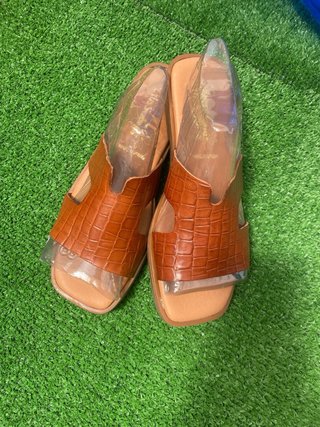 Sandalias de piel efecto cocodrilo