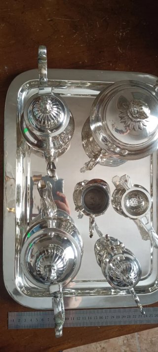 Juego té/café vintage plateado 7pzs