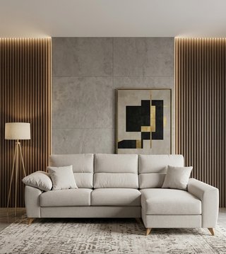 Sofá Chaiselongue Beige Muy Cómodo