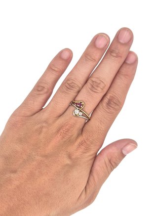048-01-00214 Anillo Oro Bicolor 18K con Diamantes