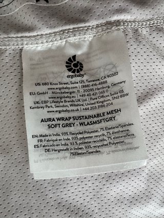 Fular Ergobaby Aura Mesh Gris - Como nuevo