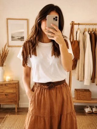 Camiseta blanca con flecos