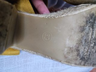 Sandalias esparto tacón amarillo lunares 39