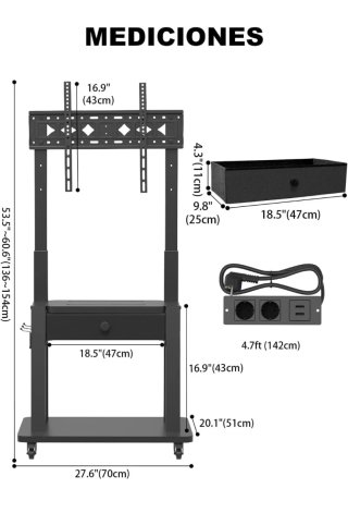 Soporte TV con enchufe y cajón  Para tv 32 -75"