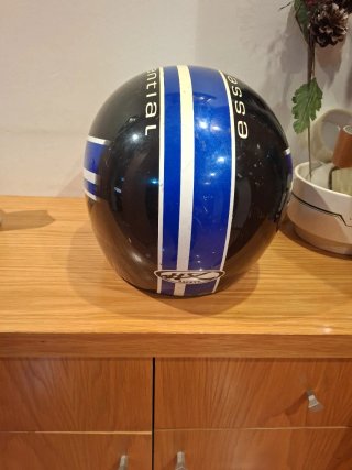 Casco de Moto Negro con Diseño Azul