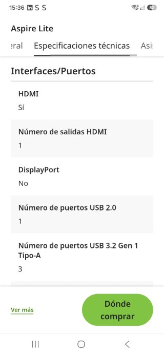 Portátil Acer Aspire Lite 15 Nuovo