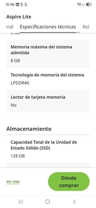Portátil Acer Aspire Lite 15 Nuovo