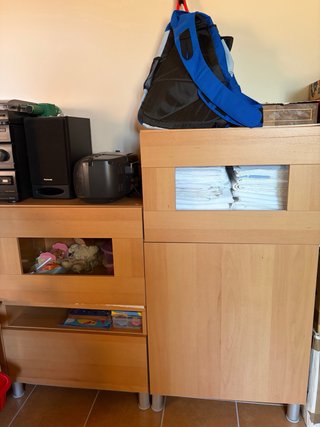 Conjunto Muebles Salón Ikea Besta Madera y Cristal