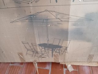 Set Mesa + 4 Sillas + Sombrilla Exterior
