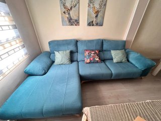 Sofá modular azul y verde