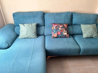 Sofá modular azul y verde