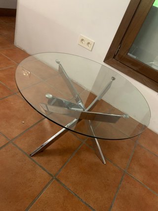 Mesa Centro Moderna Vintage Cristal Metal