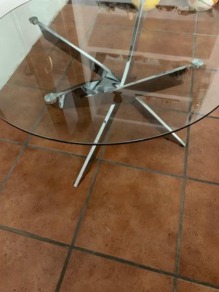 Mesa Centro Moderna Vintage Cristal Metal
