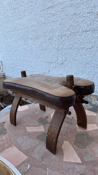 Sillón Egipcio Vintage Cuero y Madera