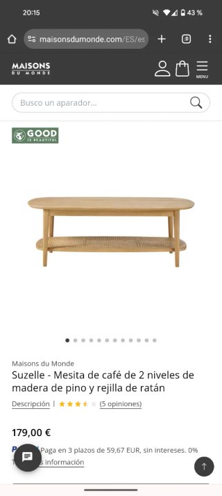Mesita de café Maisons du Monde madera