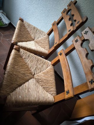 Conjunto mesa y 6 sillas anea y madera maciza