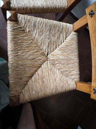 Conjunto mesa y 6 sillas anea y madera maciza