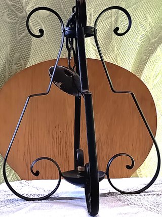 Lámpara rústica hierro forjado y madera