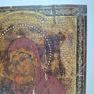 Antica Icona Russa Madonna di Vladimir Eleusa XIX