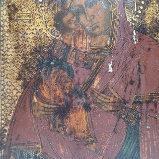 Antica Icona Russa Madonna di Vladimir Eleusa XIX