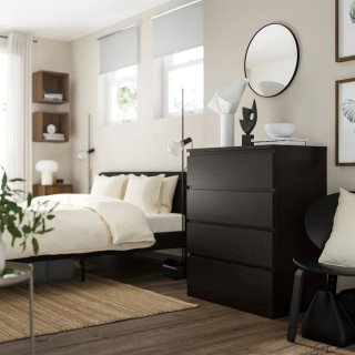 Cómoda MALM 4 cajones negro-marrón