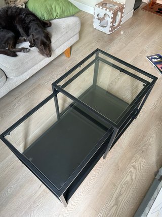 Mesa de centro cristal y metal Ikea