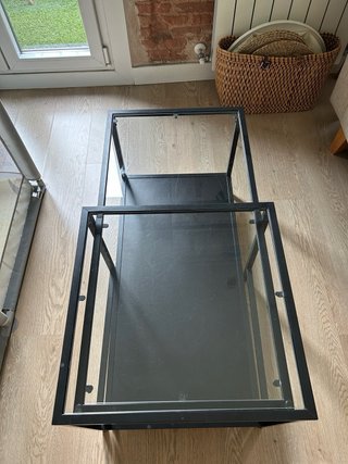 Mesa de centro cristal y metal Ikea