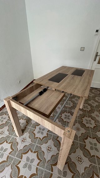Mesa de salón madera y cristal