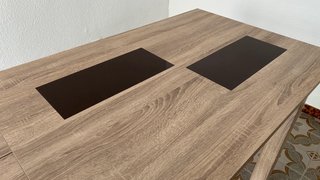 Mesa de salón madera y cristal
