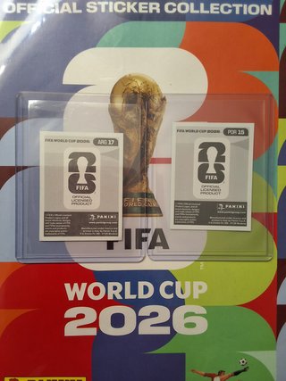 Cromo Mundial 2026 Panini Messi y Cristiano
