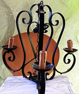 Lámpara rústica 3 brazos forja