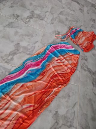 Conjunto Top e Saia Verão Multicolor