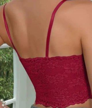 Top encaje floral burdeos talla L