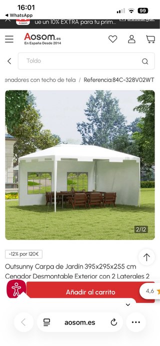 Carpa Cenador Outsunny Blanca