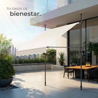 Toldo plegable para balcón con manivela 150x120x211-304 cm, beige