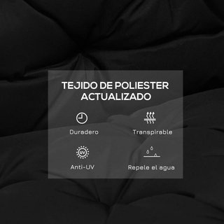 Cojín Banco 2 Plazas Respaldo Exterior Negro