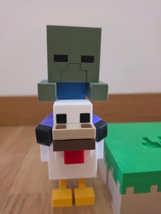 Diorama Minecraft Creeper sobre Gallina 26 cm