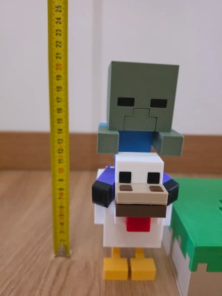 Diorama Minecraft Creeper sobre Gallina 26 cm