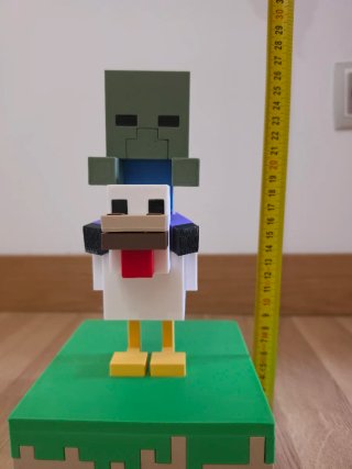 Diorama Minecraft Creeper sobre Gallina 26 cm