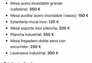 Equipamiento hostelería