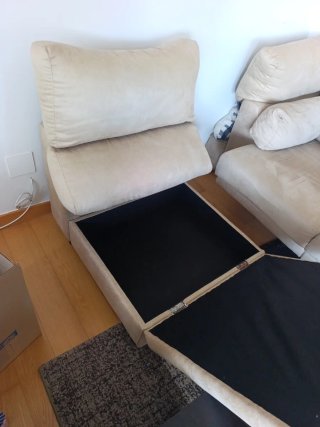Sofá modular beige de tela