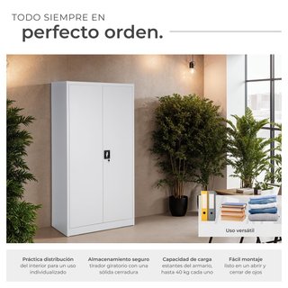 Armario archivador de acero con cierre 180 x 80 x 40 cm gris