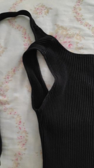 Top Zara punto acanalado negro