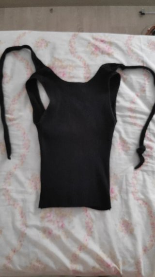 Top Zara punto acanalado negro