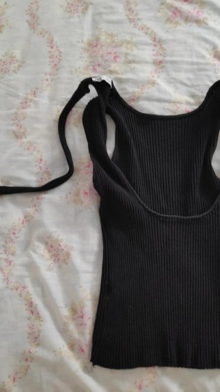 Top Zara punto acanalado negro