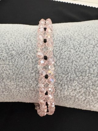 Braccialetto donna con perline rosa e nere