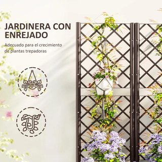 Jardinera con Enrejado Plantas Trepadoras Marrón