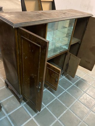 Mueble Bar Antiguo Madera y Cristal