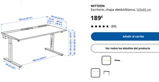 Escritorio MITTZON Ajustable Blanco y Madera
